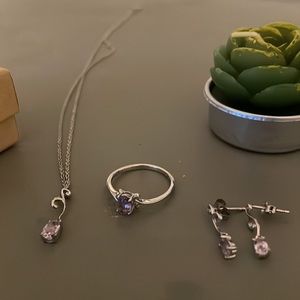 Sterling silver and purple sapphire necklace